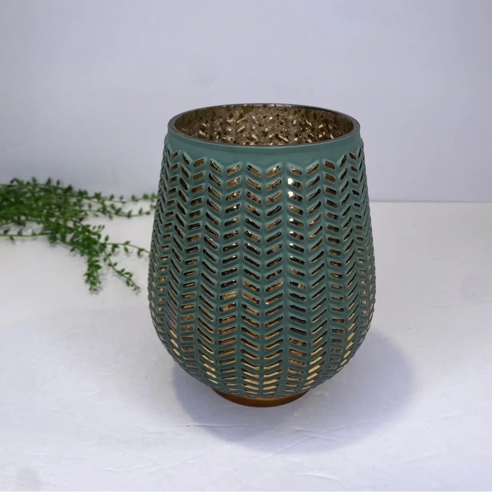 Green Mercury Glass Round Floral Vase